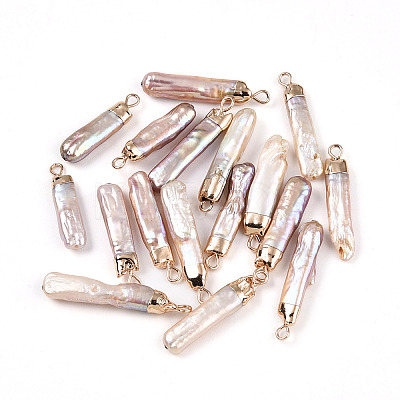Electroplated Natural Keshi Pearl Pendants PEAR-S012-83-1