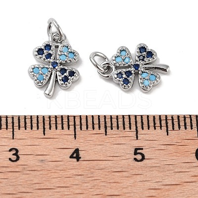 Clover Brass Micro Pave Cubic Zirconia Charms KK-B102-04P-1