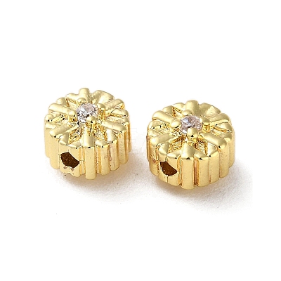 Brass Micro Pave Clear Cubic Zirconia Beads KK-P256-12G-1