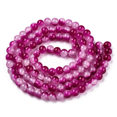 Crackle Baking Paint Imitation Jade Glass Beads Strands DGLA-T003-6mm-12-1