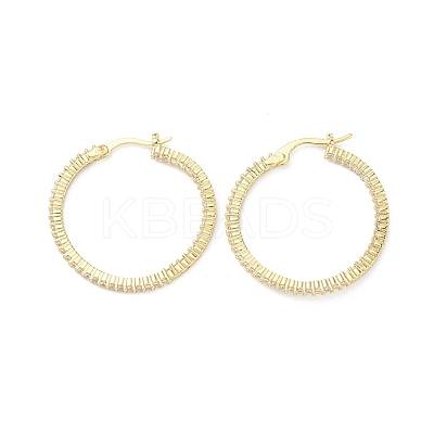 Circle Ring Rack Plating Brass Cubic Zirconia Hoop Earrings for Women EJEW-K245-18G-1