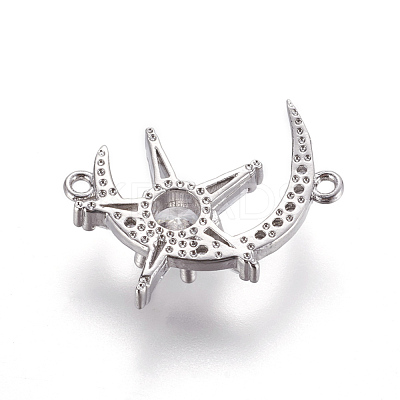 Brass Micro Pave Cubic Zirconia Links ZIRC-L078-024P-NR-1