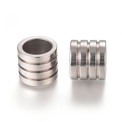 Tarnish Resistant 201 Stainless Steel Grooved Beads STAS-L238-009B-P-1