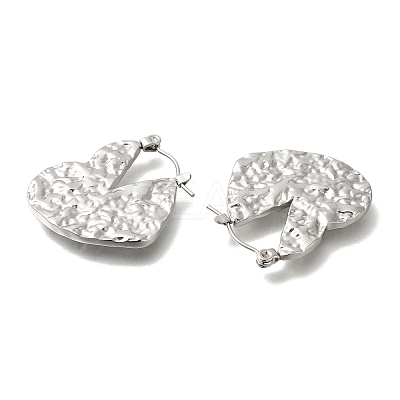 304 Stainless Steel Groove Heart Hoop Earrings for Women EJEW-S227-65P-1