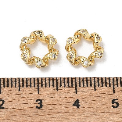 Brass Micro Pave Clear Cubic Zirconia European Beads KK-D228-03G-1