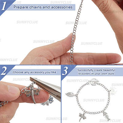 12Pcs 304 Stainless Steel Twisted Curb Chains Bracelets BJEW-SC0001-61P-1