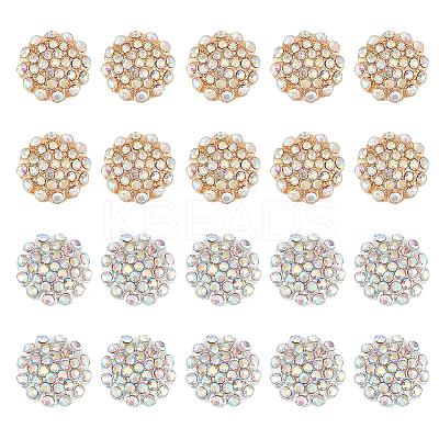 20Pcs 2 Colors Zinc Alloy Rhinestone Jewelry Snap Buttons FIND-WR0010-40-1