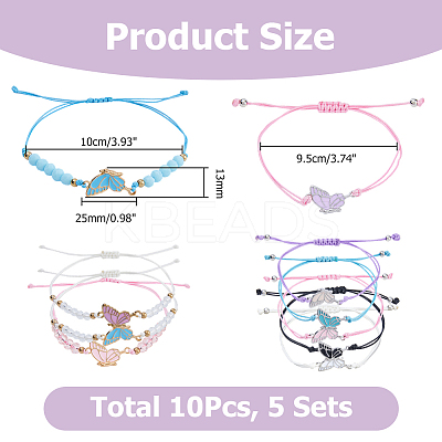 10Pcs 5 Sets 5 Styles Stainless Steel Enamel Link Bracelets BJEW-HS0001-13-1