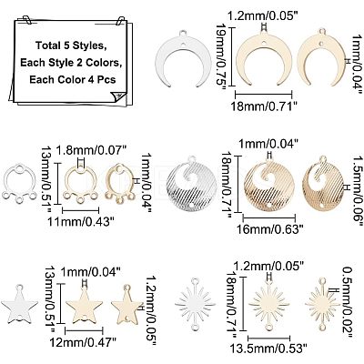 40Pcs 5 Style Brass Link Connectors KK-FH0002-21-1