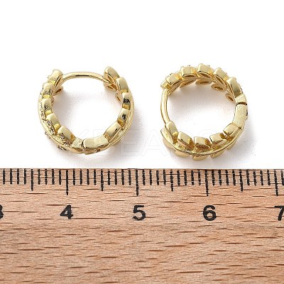 Clear Cubic Zirconia Leaf Hoop Earrings EJEW-B013-01-1