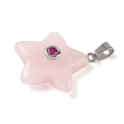 Natural Rose Quartz Pendants G-P599-06P-04-1
