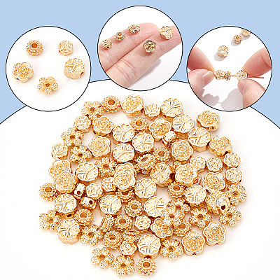 80Pcs 5 Style Rack Plating Alloy Beads FIND-DC0001-47-1