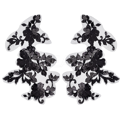 1 Pair 3D Flower Polyester Embroidery Sew on Appliques PATC-GF0001-35A-1