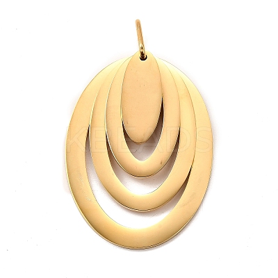 Oval 304 Stainless Steel Pendants STAS-M121-01G-1