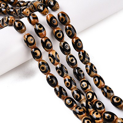 Natural Tibetan Agate 3-Eye Beads Strands G-T138-195C-1