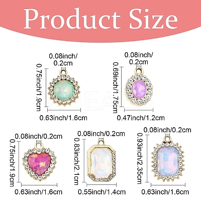 10Pcs UV Plating Alloy with Mixed Color Glass Rhinestone Pendants FIND-YW0009-03A-1