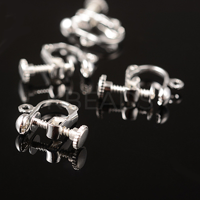 Brass Clip-on Earring Findingsfor non-pierced Ears X-EC143-S-1
