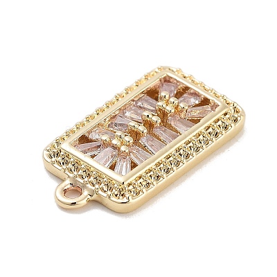 Brass with Clear Cubic Zirconia Pendants KK-Z061-21C-G-1