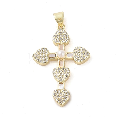Brass Micro Pave Clear Cubic Zirconia Pendants KK-Q813-16I-G-1