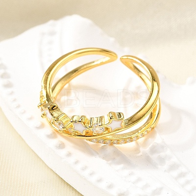 Star 925 Sterling Silver Cubic Zirconia Rings for Women RJEW-S631-01G-1