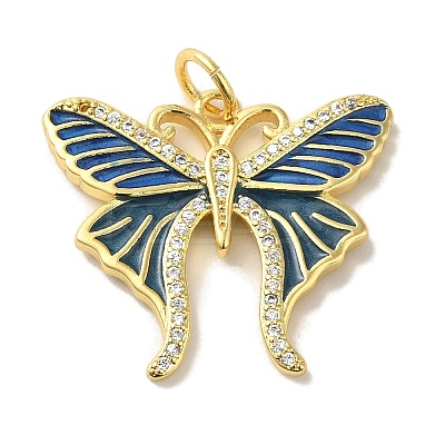 Brass Enamel Micro Pave Cubic Zirconia Pendants KK-Z042-09G-03-1