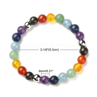 Chakra Gemstone Beaded Stretch Bracelets BJEW-JB02301-1