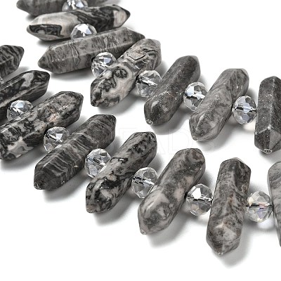 Natural Map Stone Double Terminated Point Beads Strands G-H069-B09-01-1