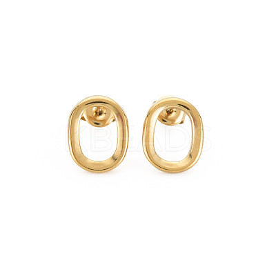 Ion Plating(IP) 304 Stainless Steel Hollow Oval Stud Earrings for Woman EJEW-N097-004LG-1
