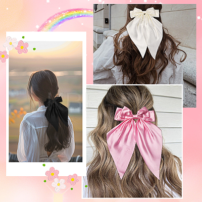5Pcs 5 Colors Bowknot Polyester Hair Barrettes PHAR-SP0001-18B-1