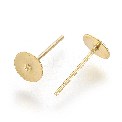 202 Stainless Steel Stud Earring Findings X-STAS-F186-01G-6mm-1