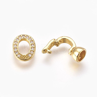Brass Micro Pave Cubic Zirconia Fold Over Clasps KK-P164-10G-1