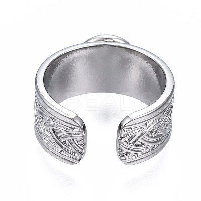 Non-Tarnish 304 Stainless Steel Open Cuff Finger Ring Cabochon Settings LS-STAS-T060-05P-1