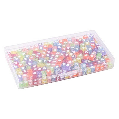 350Pcs 7 Colors Spray Painted Transparent Acrylic Beads OACR-FS0002-52-1