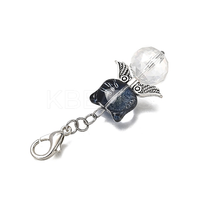 8Pcs Cat Shape Glass Pendant Decorations HJEW-JM04088-1