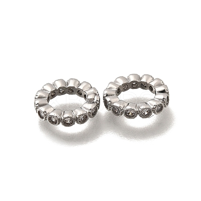 Brass Micro Pave Clear Cubic Zirconia European Beads KK-Z126-21P-1