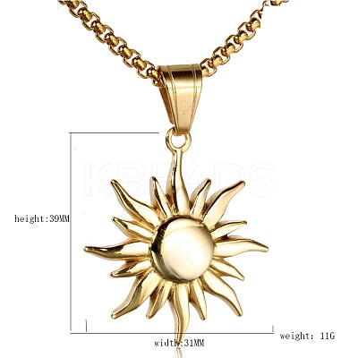 304 Stainless Steel Sun Pendant Box Chain Necklaces for Men FS-WG74900-01-1