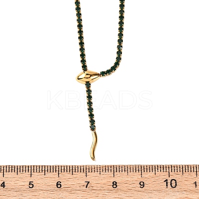 304 Stainless Steel Emerald Rhinestone Cup Chain Snake Tennis Necklaces for Women LS-NJEW-A051-02G-1