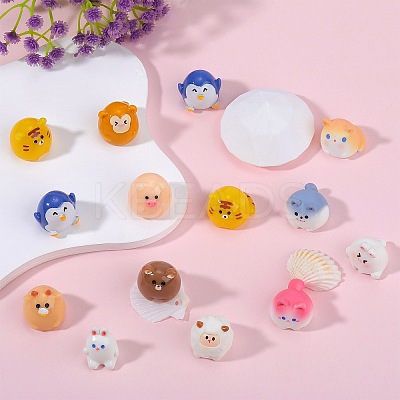 39Pcs 13 Style Cute Resin Animal Figurines Ornament DJEW-SZ0001-11-1
