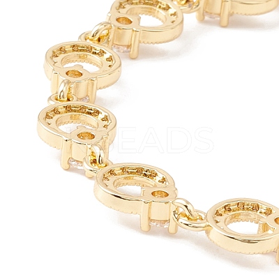 Clear Cubic Zirconia Open Ring Link Chains Bracelet BJEW-I301-13G-1