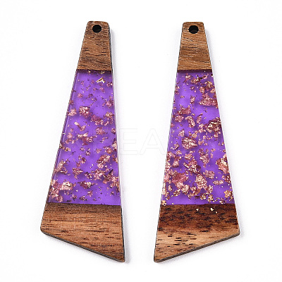 Transparent Resin & Walnut Wood Big Pendants RESI-TAC0017-51-B01-1