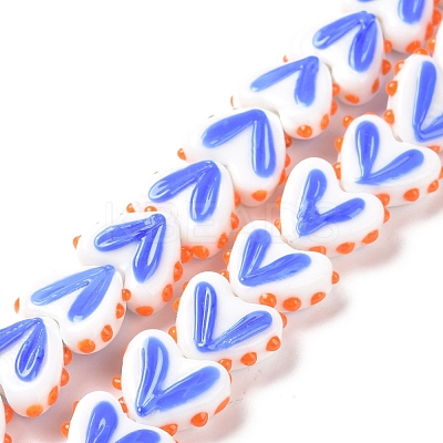 Heart Handmade Lampwork Beads Strands LAMP-G150-01A-1