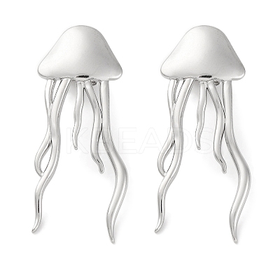 304 Stainless Steel Jellyfish Stud Earrings EJEW-D281-29S-1