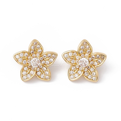 Rack Plating Brass Pave Clear Cubic Zirconia Connector Charms ZIRC-C040-17G-1