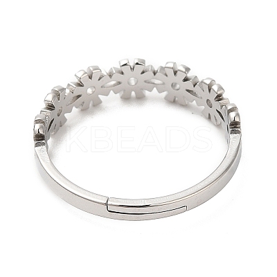 Non-Tarnish 304 Stainless Steel Flower Adjustable Ring for Women RJEW-M149-37P-1