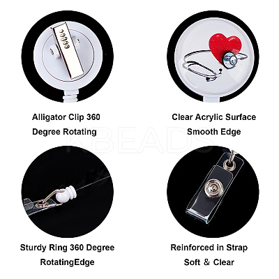 Glass Retractable Badge Reel AJEW-FH0001-11-1