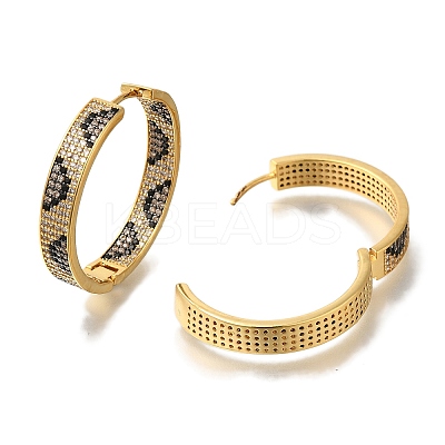 Rack Plating Brass Micro Pave Cubic Zirconia Hoop Earrings EJEW-H016-19G-1