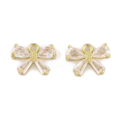 Brass Micro Pave Clear Cubic Zirconia Charms KK-L212-14G-1