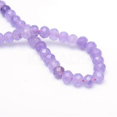 Faceted Rondelle Dyed Natural White Jade Bead Strands G-R343-6x8-03-1