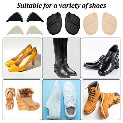 6 Pairs EVA Non-Slip Ball-of-Foot Cushions and 6 Pairs Rubber Adjustable Shoe Filler AJEW-HS0001-16-1