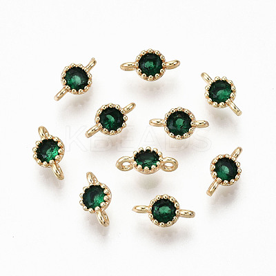 Brass Micro Pave Green Cubic Zirconia Links Connectors KK-T063-58G-NF-1